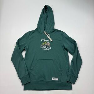 Life Is Good Gerry Garcia Green Pullover Hoodie Size Small